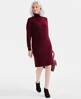 Style & Co Petite Mock Neck Side-Ribbed Sweater Dress, Created for Macy's