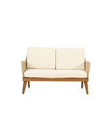 Acacia Wood Chat Set With Rope Weave And Water-Resistant Cushions