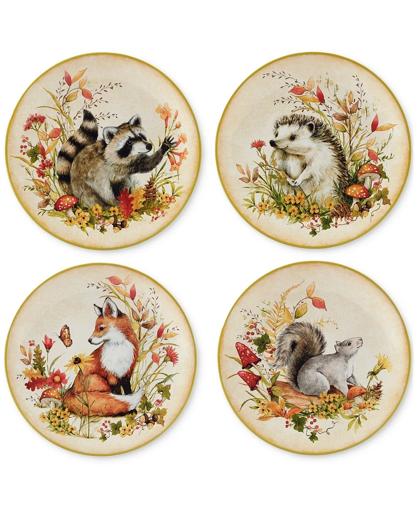 Certified International Woodland Critters Dessert Plates, Set of 4