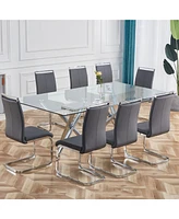 Modern Pu Leather Dining Chairs with Chrome Metal Legs (Set of 4)