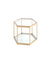 Simplie Fun Modern Glass Coffee Table with Gold Frame