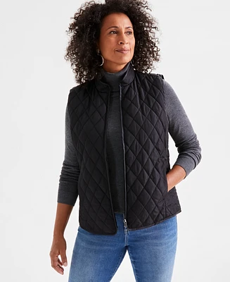 Style & Co Women's Quilted Mock-Neck Vest, Created for Macy's