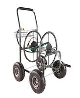 4-Wheel Garden Hose Reel Cart with Basket