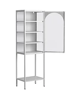 5-Tier Metal Glass Door Storage Cabinet with Adjustable Shelves