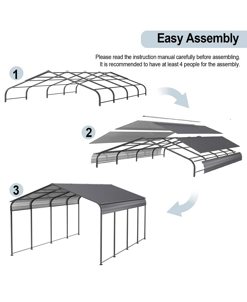 Simplie Fun Heavy-Duty Galvanized Steel Carport for Vehicle Protection