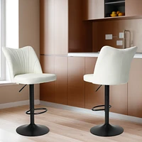 Modern Swivel Bar Stools with Adjustable Height and Faux Leather (Set Of 2)
