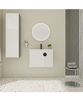 Wall-Mounted Vanity with Ceramic Sink and Soft-Close Doors
