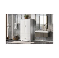 Streamdale Furniture White Bathroom Cabinet with Adjustable Shelf, 2 Doors, 2 Drawers