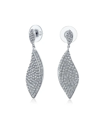 Bling Jewelry Modern Cz Pave Encrusted Statement Twist Teardrop Dangle Chandelier Earrings For Women smaids