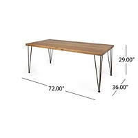Zion Industrial Acacia Wood & Metal Dining Table