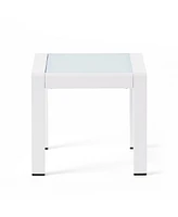 Simplie Fun Contemporary Aluminum End Table With Frosted Glass Top