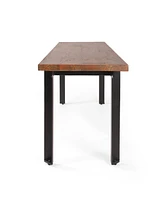 Modern Industrial Dining Bench: Black + Country Brown