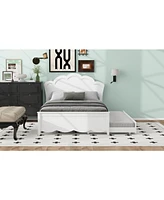 Streamdale Furniture Full Size Wood Platform Bed with Headboard and Twin Trundle, White