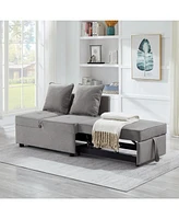 4-in-1 Convertible Sofa Bed with Sturdy Wood Frame