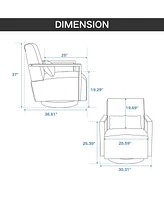 Streamdale Furniture 30.3"W Swivel Accent Chair with Solid Wood Arms & Comfy Cushion