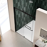 Bypass Shower Door, 56"-60"W x 74"H, 5/16" Tempered Glass, Matted Black