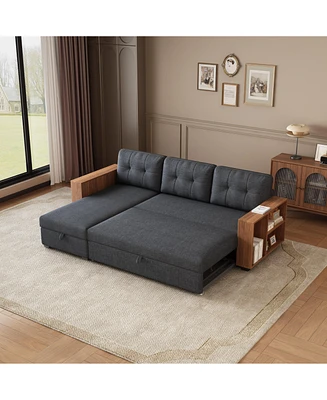 Simplie Fun Pull-Out Sectional Sofa with Storage & Sleeper