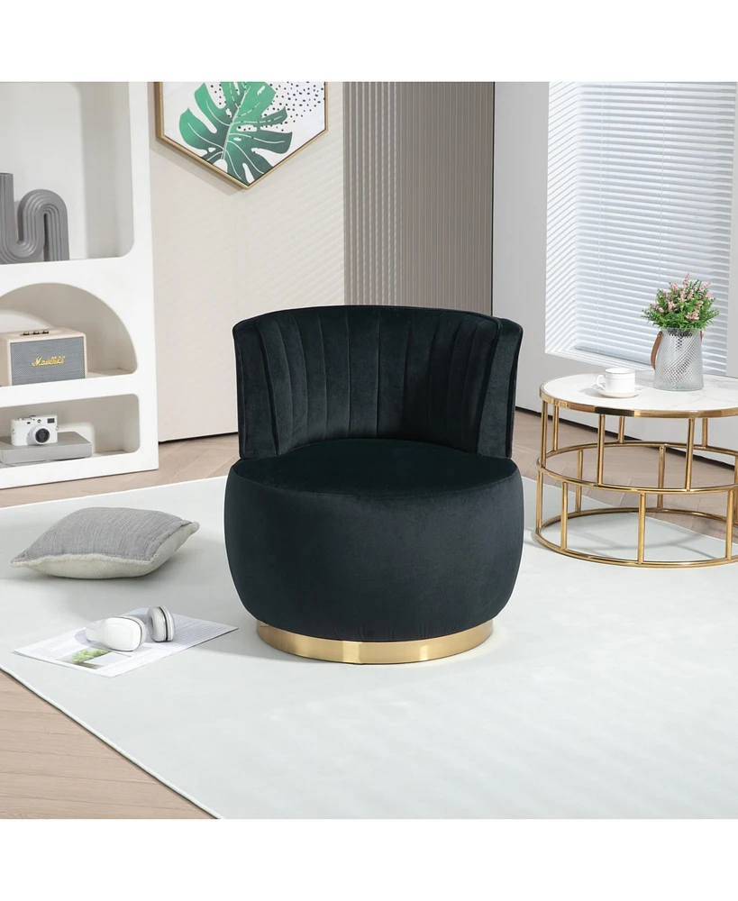 Simplie Fun 360° Swivel Velvet Barrel Accent Chair