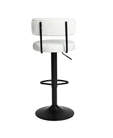 Streamdale Furniture Retro Velvet Bar Stools with Adjustable Height and Curved Backrest (Set Of 2)