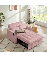 Simplie Fun Pink Velvet Convertible Sofa Bed