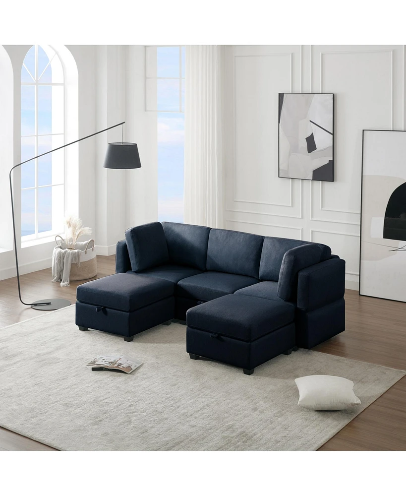 Simplie Fun Modular Sectional Sofa with Storage, Adjustable Backs & Arms