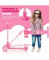 Costway 3-Wheel Kids Scooter Toddler Folding Balancing Kick Scooter with Light-up Led Wheel Light
