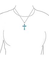 Bling Jewelry Silver Opal Cz Cross Pendant Necklace 18in Chain
