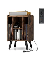 Slickblue Vinyl Record Storage Turntable Stand with 4 Open Shelves