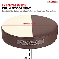 5 Core Drum Throne • Height Adjustable Guitar Stool • Thick Padded Comfortable Drummer Chair Brown Ds Ch Br