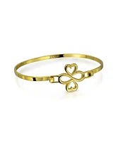 Bling Jewelry Gold Plated Sterling Silver Ayllu Amulet Talisman Heart Infinity Clover Bangle Bracelet - Love Luck Unity Inspirational For Women