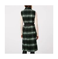 Bernardo Women's Long Plaid Wool Vest