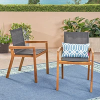 Versatile Outdoor Mesh And Wood Dining Chair