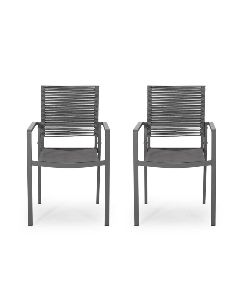 Simplie Fun Modern Aluminum Dining Chair With Rope Seat (Set Of 2)