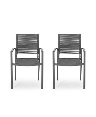 Simplie Fun Modern Aluminum Dining Chair With Rope Seat (Set Of 2)