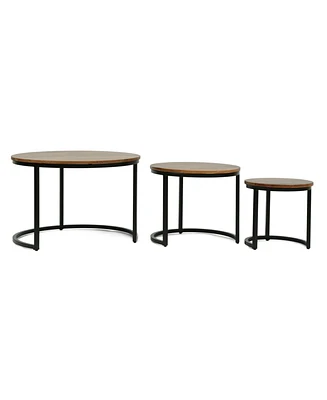 Simplie Fun Modern Industrial Coffee Table Set With Distressed Finish