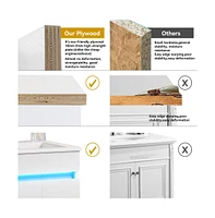 Elegant 16" Bathroom Vanity with Radar Sensing Light and Ample Storage