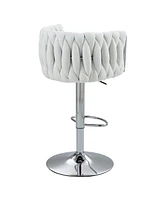 Streamdale Furniture 360° Swivel Bar Stools with Woven Back & High-Rebound Cushion (Set Of 2)