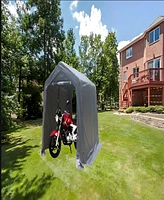 7x8FT Outdoor Storage Shed for Motorcycle, Atv, Tools, Grey