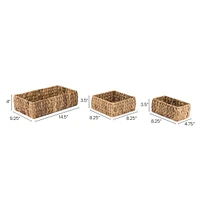 Jonathan Y Tress Minimalist Hand-Woven Hyacinth Nesting Baskets, Natural (Set of 3)