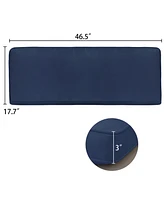 Aoodor Patio Bench Cushion Outdoor Olefin Fabric Slipcover Sponge Foam 46.5 x 17.7” Dark Blue