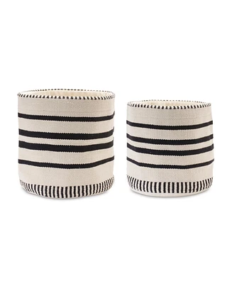 Slickblue Striped Woven Cotton Basket (Set of 2)