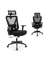 Slickblue Mesh Ergonomic Office Chair Adjustable Swivel Task Chair with Rocking Backrest-Black