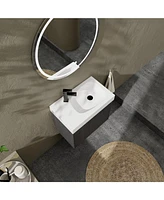 24" Wall-Mounted Vanity with Basin and Storage Cabinet