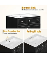 24" Bathroom Vanity with Ceramic Sink: Space-Saving Storage