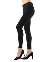 MeMoi Women's Ziptrack Dual Zipper Cotton Blend Leggings