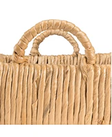 Jonathan Y Anika 22.5" Traditional Southwestern Hand-Woven Abaca Tray with Handles, Natural