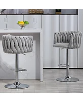 Streamdale Furniture 360° Swivel Bar Stools with Woven Back & Footrest (Set Of 2)