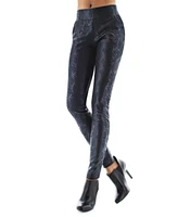 MeMoi Women's Sophisticated Metallic Snakeskin Leggings