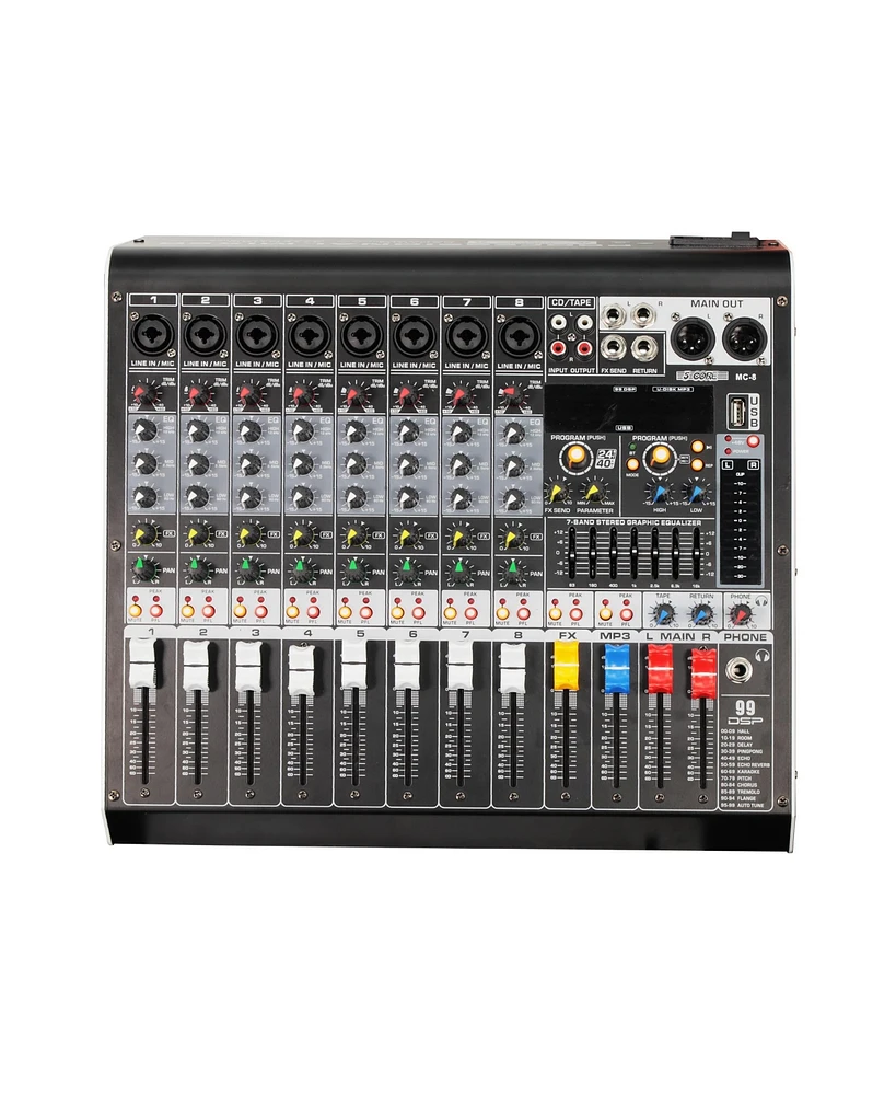 5 Core Audio Mixer 8 Channel Dj Controller Professional Sound Board Bluetooth Usb 48V Mx 8CH L