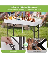 Sugift 4 Feet Plastic Party Ice Folding Table with Matching Skirt